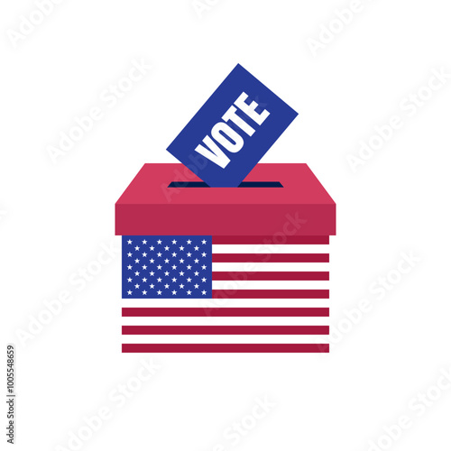 American Flag Ballot Box with Vote Card for U.S. Elections