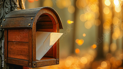 Autumn Forest Mailbox with Letter Inside photo