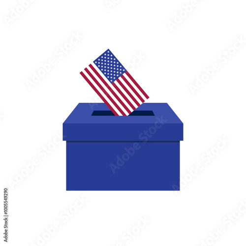 American Flag Ballot Box with Vote Card for U.S. Elections