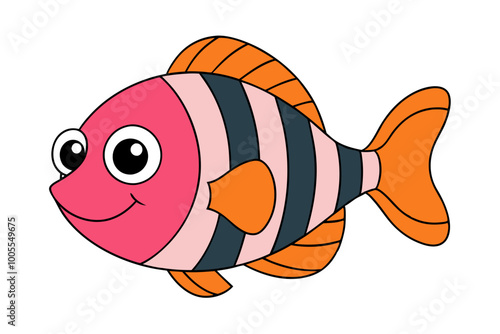 A happy cute fish vector Illustration on white background