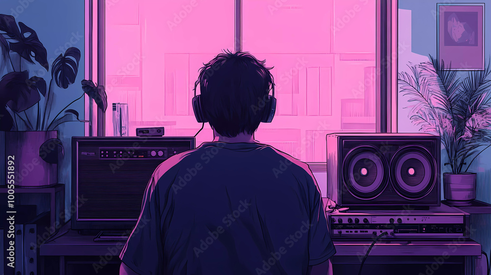 Lo-Fi music picture The background that goes well with the lo-fi music genre Generative AI
Lo-Fi music picture The background that goes well with the lo-fi music genre Generative AI