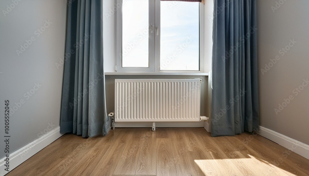 Modern radiator at home. Central heating system. ai generative Modern radiator at home. Central heating system. ai generative
