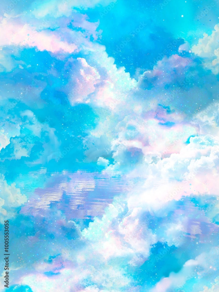 Clip art of fantasy background of colorful starry night sky and sea of clouds
Clip art of fantasy background of colorful starry night sky and sea of clouds