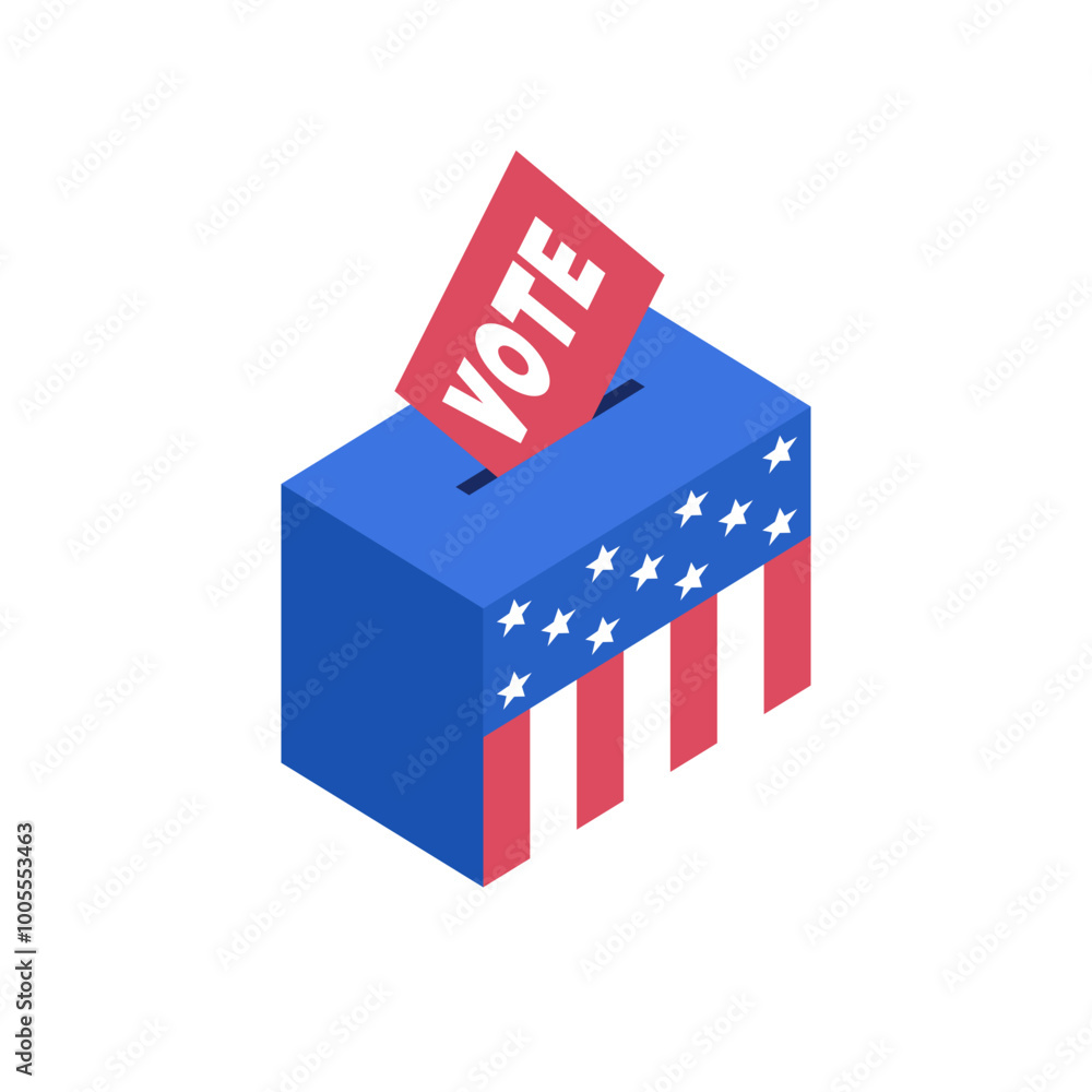 Fototapeta premium Blue Ballot Box with Red VOTE Envelope