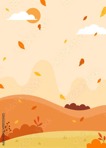 Flat autumn background portrait vector design illustration