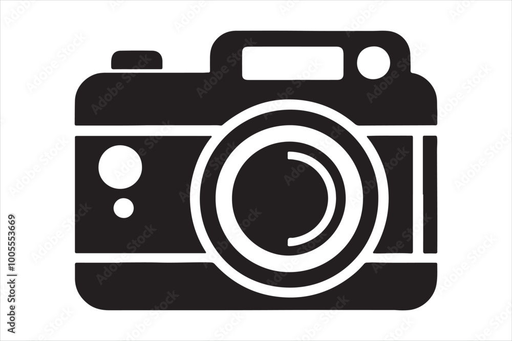 Camara icon silhouette vector illustration with white background Camara icon silhouette vector illustration with white background