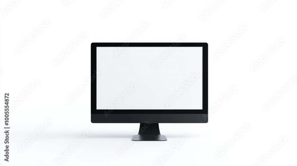 Modern desktop computer with a white screen, isolated on a pristine white background, perfect for presentations or website mockups. Modern desktop computer with a white screen, isolated on a pristine white background, perfect for presentations or website mockups.