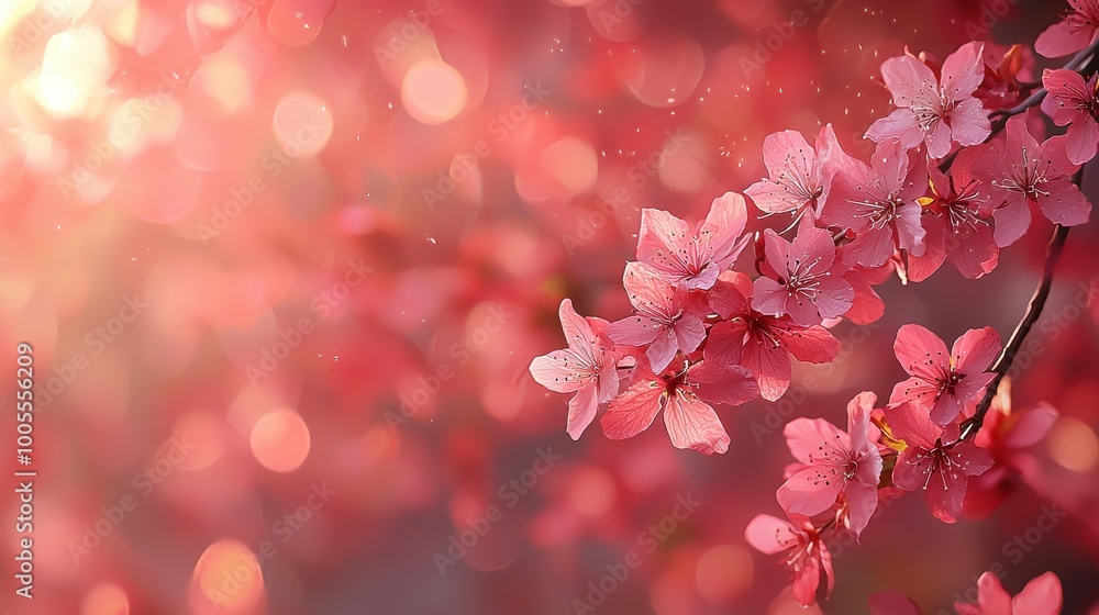 Blooming cherry blossoms in spring sunlight create a vibrant scene filled with delicate pink flowers in a tranquil setting Blooming cherry blossoms in spring sunlight create a vibrant scene filled with delicate pink flowers in a tranquil setting