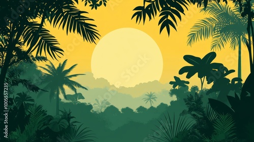 Flat animal silhouette at sunset