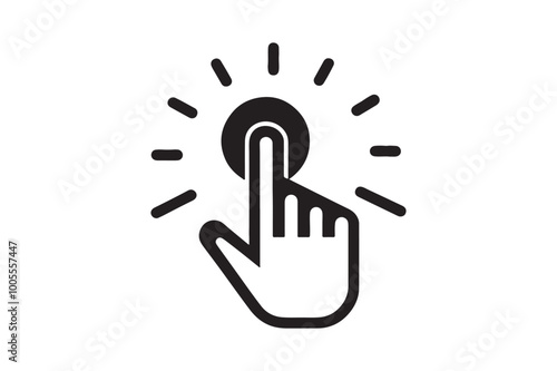 Click with hand cursor. Icon for design. Easily editable