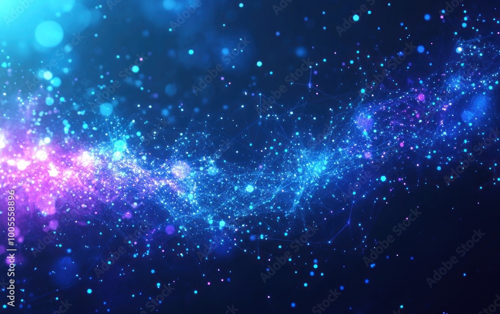 Fototapeta premium Abstract Digital Network Background with Blue and Purple Glowing Lights
