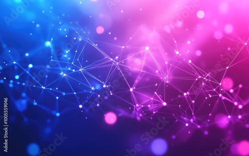 Abstract Networked Design with Pink and Blue Color Scheme