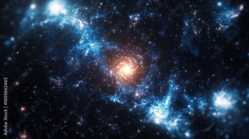 Obraz premium A stunning view of a colorful galaxy filled with swirling stars and cosmic dust, representing the beauty of the universe.