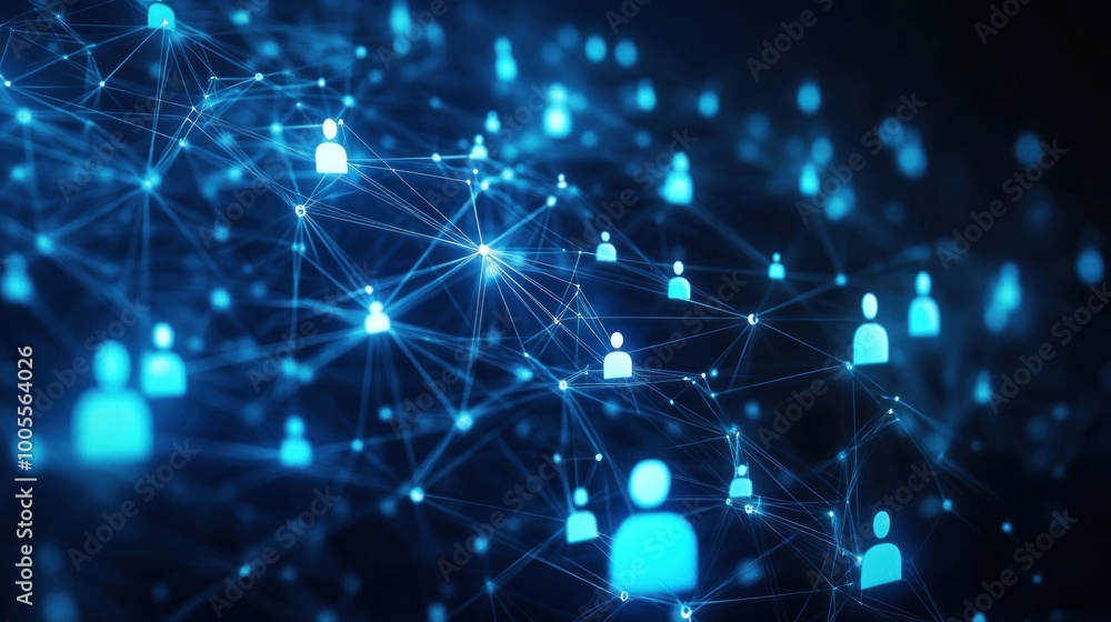 Abstract Blue Network of People Abstract Blue Network of People