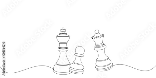 Chess pawn line vector design king, queen, pawn,