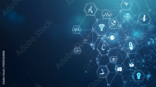 Wallpaper Mural Abstract Digital Network of Hexagons with Medical Icons Torontodigital.ca