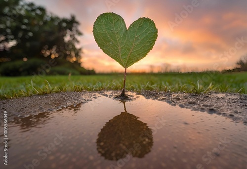 tree, heart, nature, sky, vector, landscape, love, grass, leaf, illustration, summer, day, plant,  photo