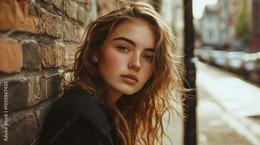 A sloppy young woman, Photography, Bright scenery, Urban A sloppy young woman, Photography, Bright scenery, Urban