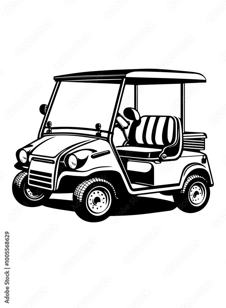 Fototapeta premium Golf Cart | Golfers | Golf Vehicle | Golf Club | Golf tournament | Golf Equipment | Club & Ball Sport | Golf Cart Riding | Original Illustration | Vector and Clipart | Cutfile and Stencil