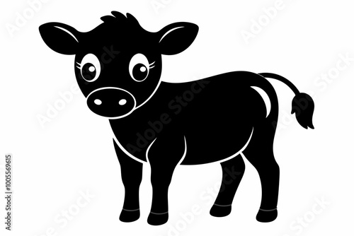 Baby Cow Calf Silhouette Vector, Cute Baby Cow Svg