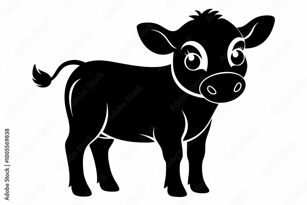 Baby Cow Calf Silhouette Vector, Cute Baby Cow Svg Baby Cow Calf Silhouette Vector, Cute Baby Cow Svg