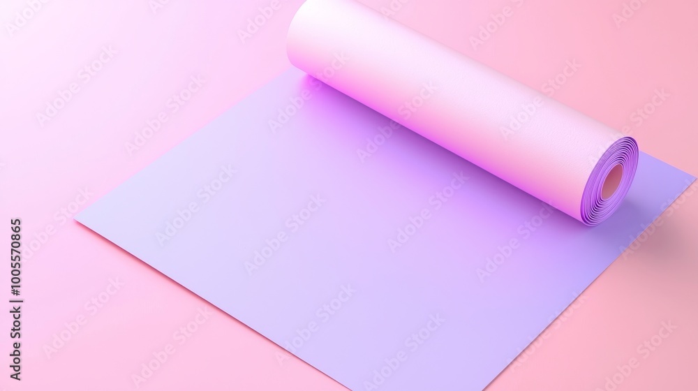 Three-dimensional render with folded paper scroll, modern wallpaper in yellow and pink gradient, curvy folds. Three-dimensional render with folded paper scroll, modern wallpaper in yellow and pink gradient, curvy folds.