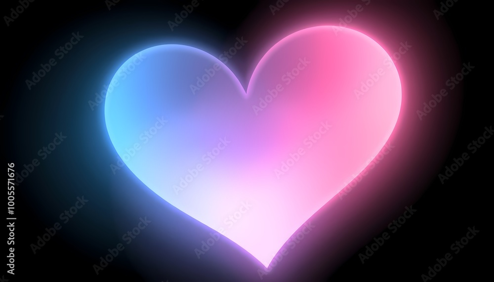Pastel Blue to Pink Glowing Heart with Gentle Light Streaks on Black Background Calming Art Pastel Blue to Pink Glowing Heart with Gentle Light Streaks on Black Background Calming Art