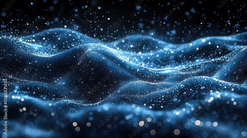 A mesmerizing digital rendering of shimmering ocean waves under a starry night sky, evoking feelings of tranquility and wonder A mesmerizing digital rendering of shimmering ocean waves under a starry night sky, evoking feelings of tranquility and wonder
