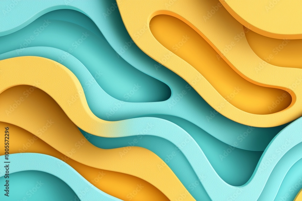 With blue and yellow tones, abstract color papers geometry flat lay composition background With blue and yellow tones, abstract color papers geometry flat lay composition background