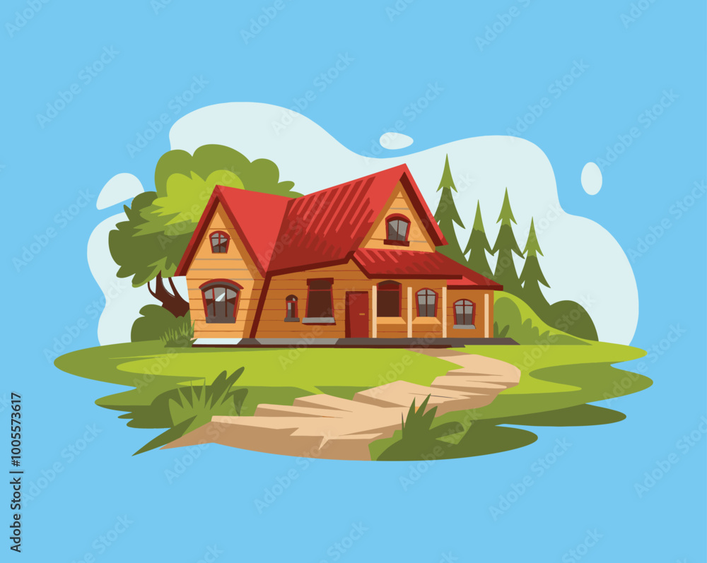 house in the forest Vector Illustration house in the forest Vector Illustration