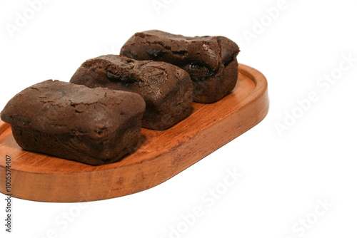 Cake Beams Brownie with Chocolate melted or Kue Balok Brownies. Typical food from Lembang, West Java. photo