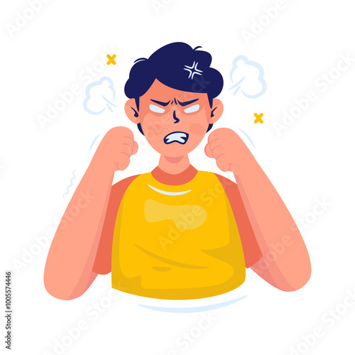 Angry man expression cartoon character