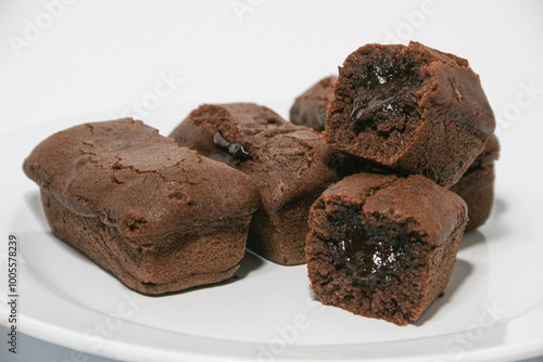Cake Beams Brownie with Chocolate melted or Kue Balok Brownies. Typical food from Lembang, West Java.