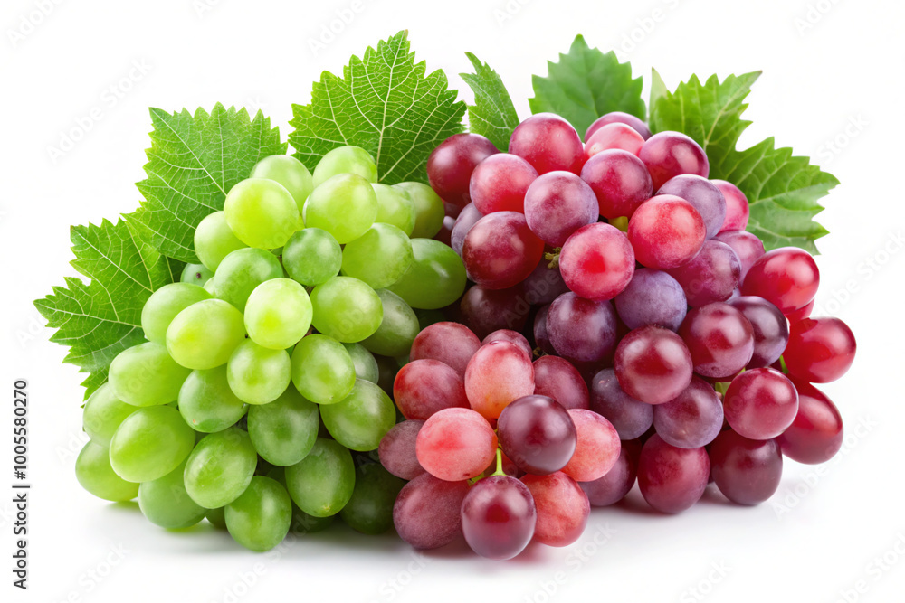 Fototapeta premium bunch of grapes. grape, fruit, food, isolated, bunch, grapes, green, berry, red, white, vine, fresh, ripe, healthy, juicy, agriculture, sweet, wine, leaf, cluster, dessert, nature, natural, diet, orga
