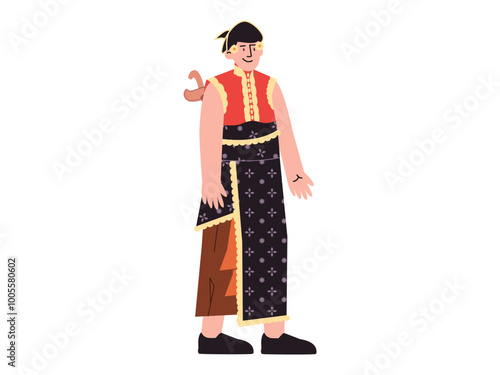 Indonesia traditional clothing Javanese Balinese Madurese ethnic cultural clothes heritage design icon character
