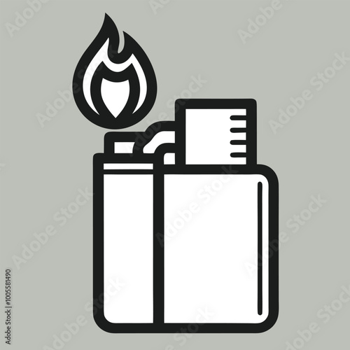 Solid color Lighter icon in flat style. Fire isolated illustration in the background