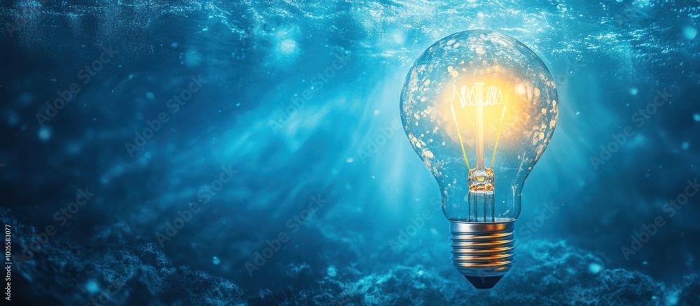 Illuminating the Depths: A Glowing Lightbulb Beneath the Waves Illuminating the Depths: A Glowing Lightbulb Beneath the Waves