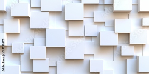 Block background wallpaper banner geometry pattern with random positioned and scaled white cube boxes