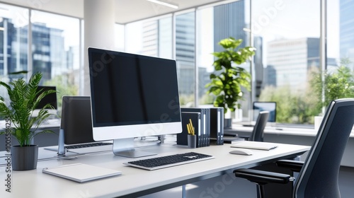 Modern Tech Workstation in a Bright Office Environment