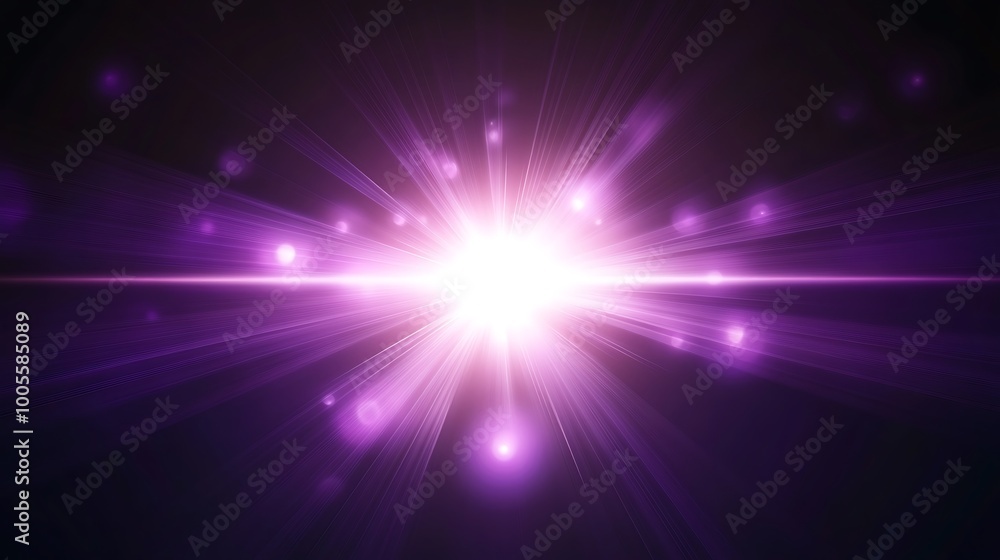 Purple and white light burst with a bright, glowing center on a dark background. Purple and white light burst with a bright, glowing center on a dark background.