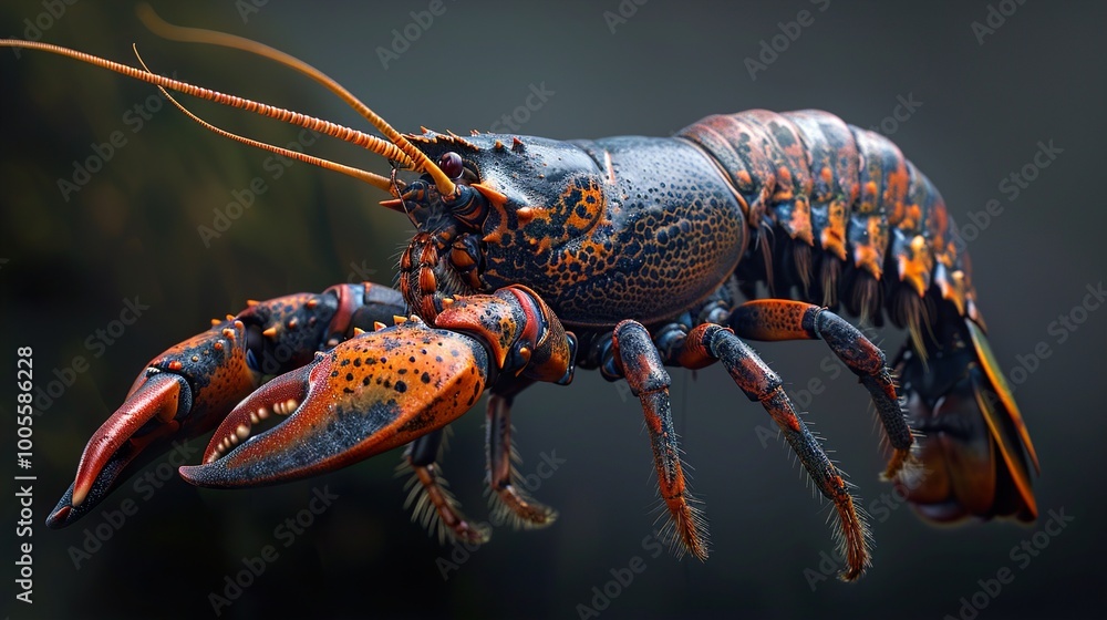 Close-Up of a Striking Lobster with Vibrant Colors Close-Up of a Striking Lobster with Vibrant Colors