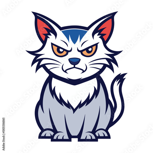 A angry cat face and angry cat vector illustration design with cartoon art and silhouette.