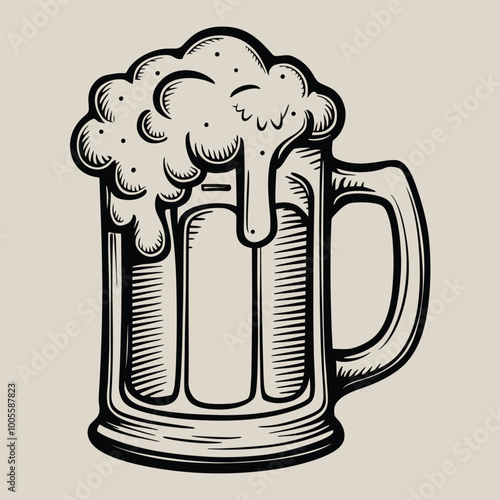 A beer mug vector design with silhouette.