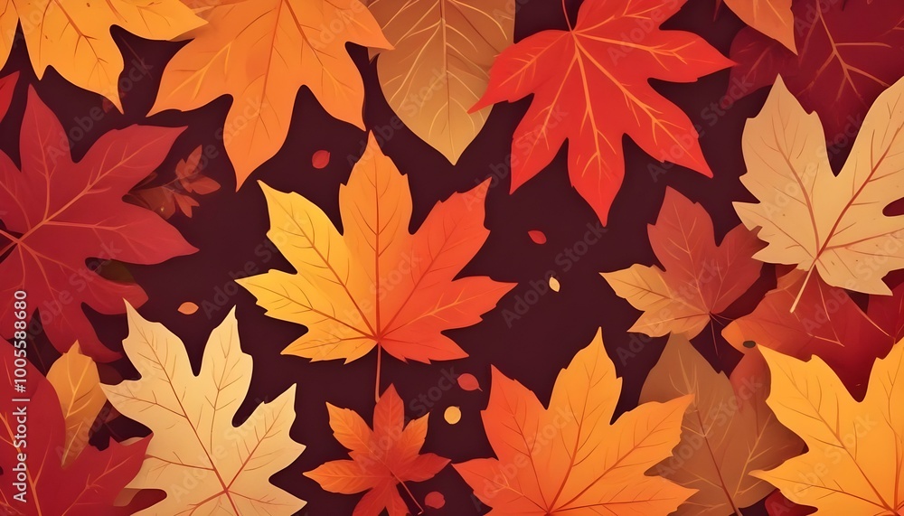 Colorful autumn leaves on a dark background, highlighting their vibrant shades of orange, yellow, and red, creating a striking seasonal contrast Colorful autumn leaves on a dark background, highlighting their vibrant shades of orange, yellow, and red, creating a striking seasonal contrast