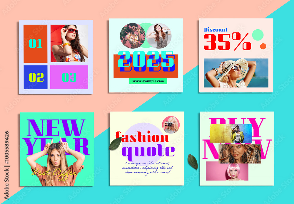 New Year 2025 Fashion Social Media Post Stock Template | Adobe Stock