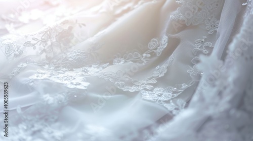 "Elegance in Every Stitch: A Close-Up Look at a White Wedding Dress"