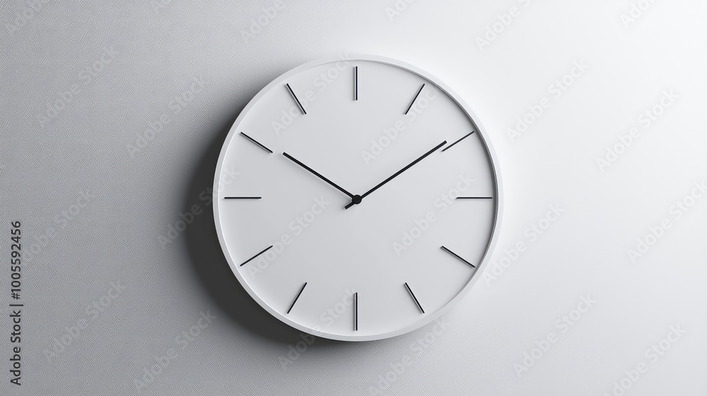 Modern round clock on a minimalist wall, showcasing simplicity and elegance in design. Perfect for home or office decor. Modern round clock on a minimalist wall, showcasing simplicity and elegance in design. Perfect for home or office decor.