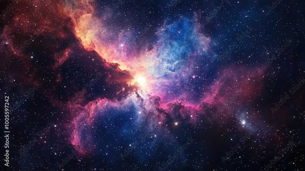 Stunning cosmic nebula with vibrant colors, showcasing the beauty of the universe and its endless possibilities. Stunning cosmic nebula with vibrant colors, showcasing the beauty of the universe and its endless possibilities.