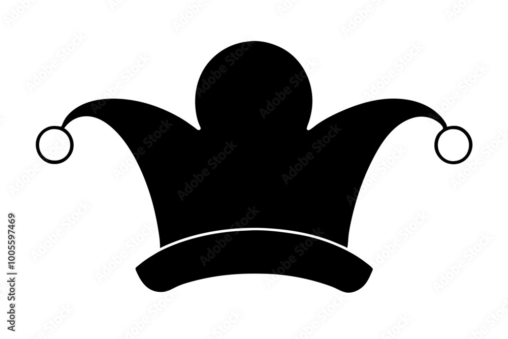 Mardi Gras hat silhouette vector, Carnival or clown hat icon Mardi Gras hat silhouette vector, Carnival or clown hat icon