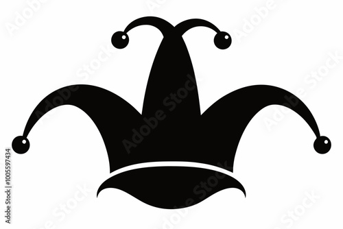 Mardi Gras hat silhouette vector, Carnival or clown hat icon